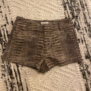 Before You Reptile Print Suede Shorts